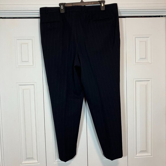 Lorenzo Latini 100% Wool Navy Pinstripe Suit 46R - Picture 2 of 11